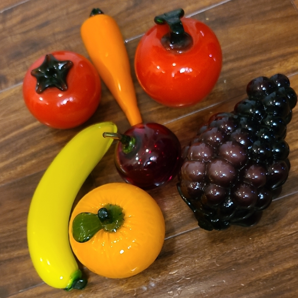 Handblown Glass Fruit Set - Bright Decorative Pieces